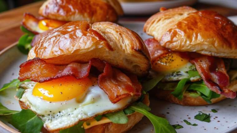 Bacon, eggs, and cheese croissant